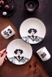 Hermia Juego de Cena de Porcelana de 4 Piezas Blanco